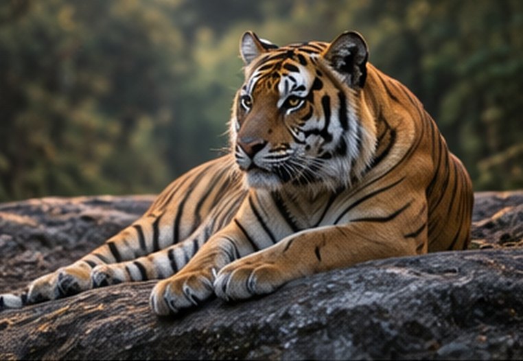 A tiger resting on a rock